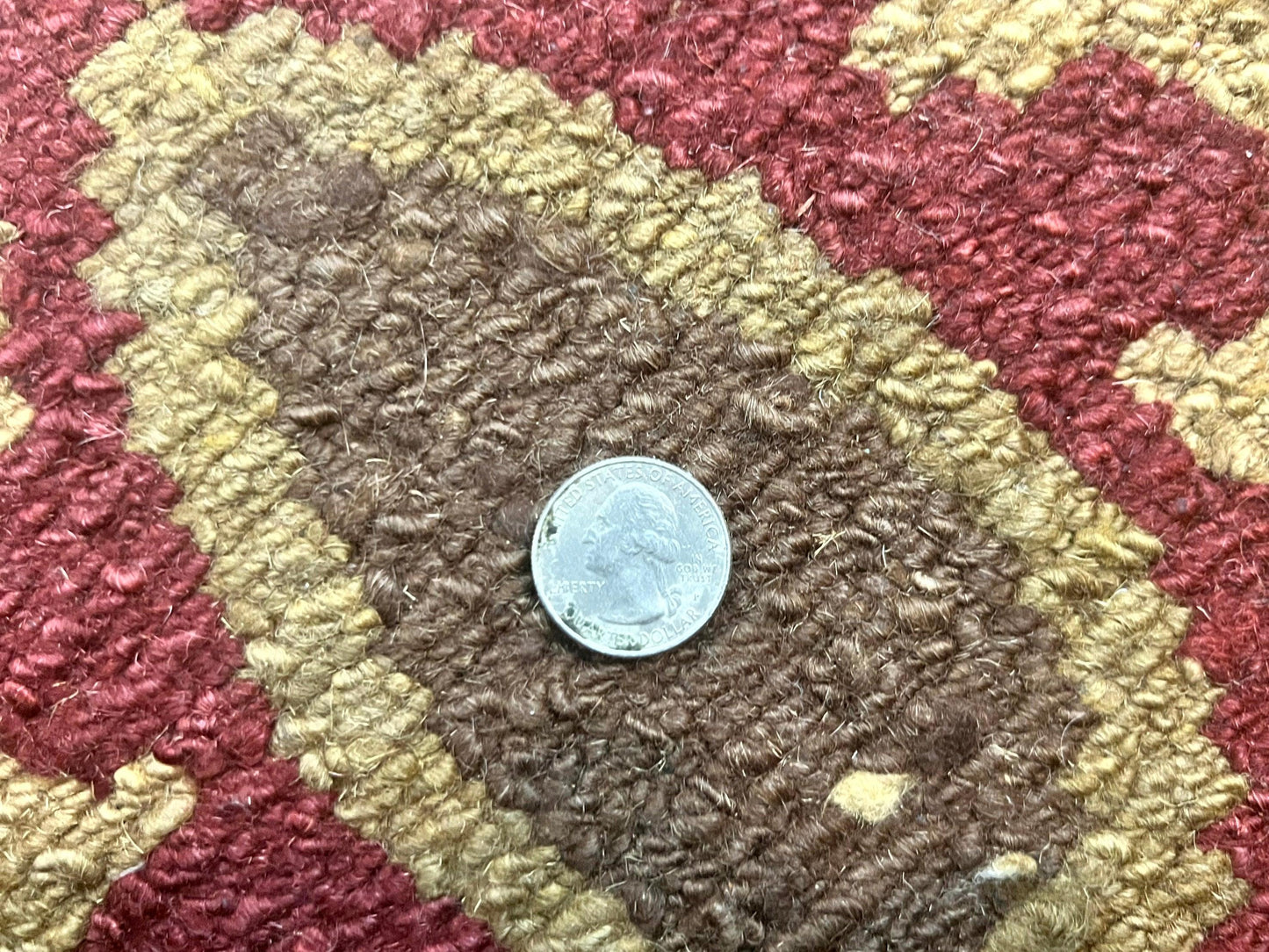 Tibetan Aubusson Rug 8x10, Maroon and Beige, Floral, Handmade, Wool, Vintage, Traditional Rug