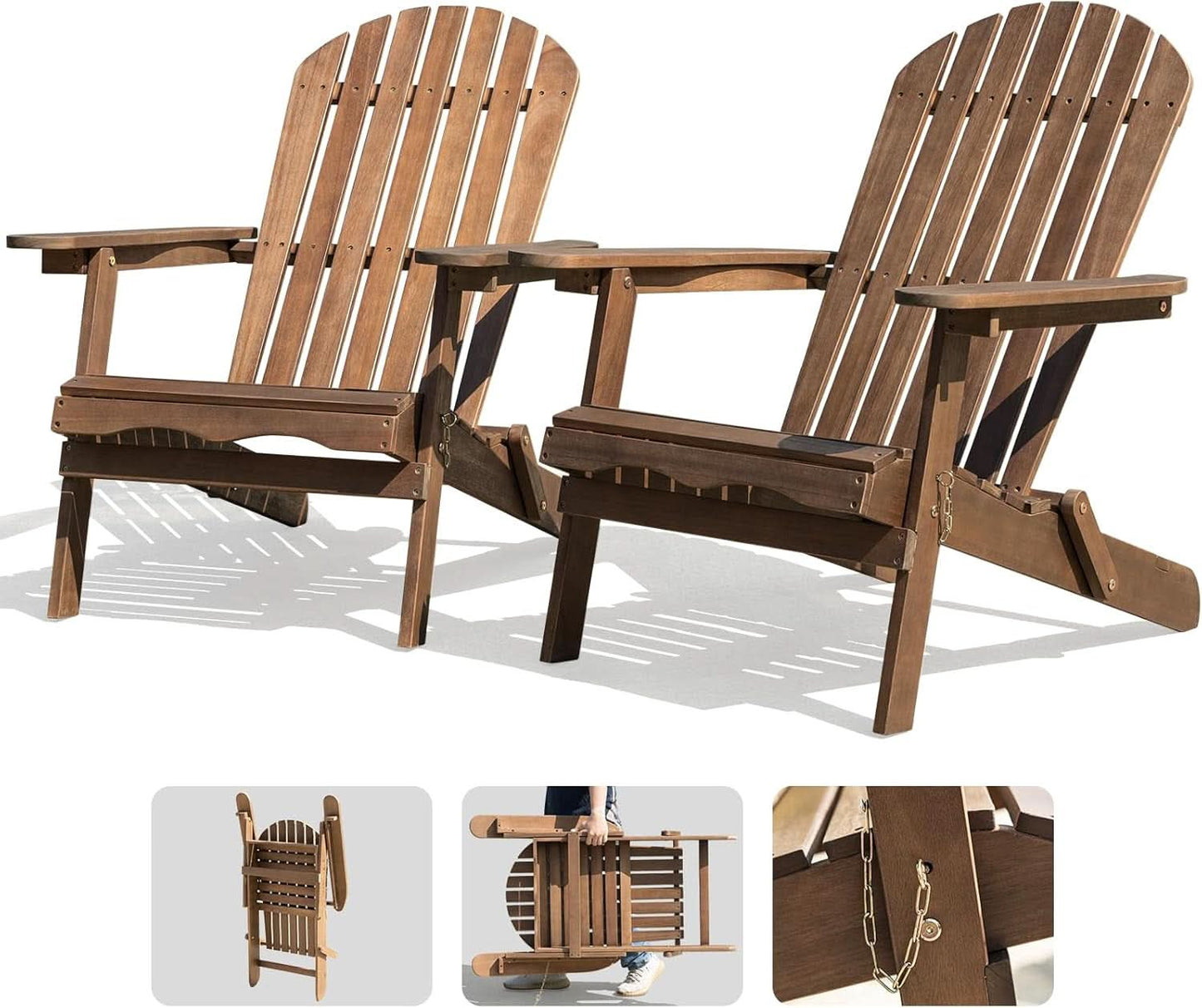 Outdoor Adirondack Chair Set Foldable Pre-Assembled Comfort
