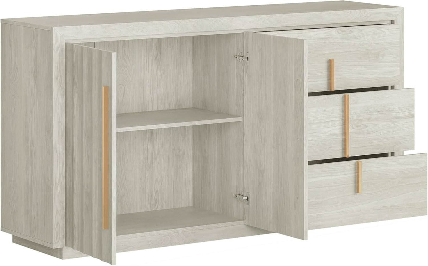 64 Inch Modern Industrial Sideboard Cabinet White Sand