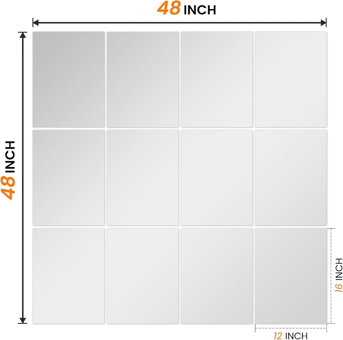 Wall Mirror Tiles 16 By 12 Inches 12 Pack Full Length Mirrors