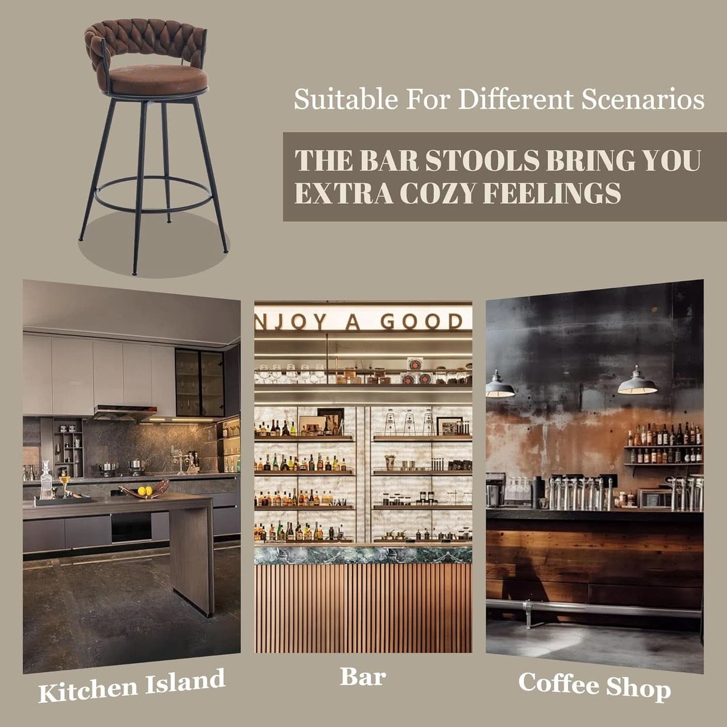 Modern Swivel Bar Stools Set of Two Stylish Design