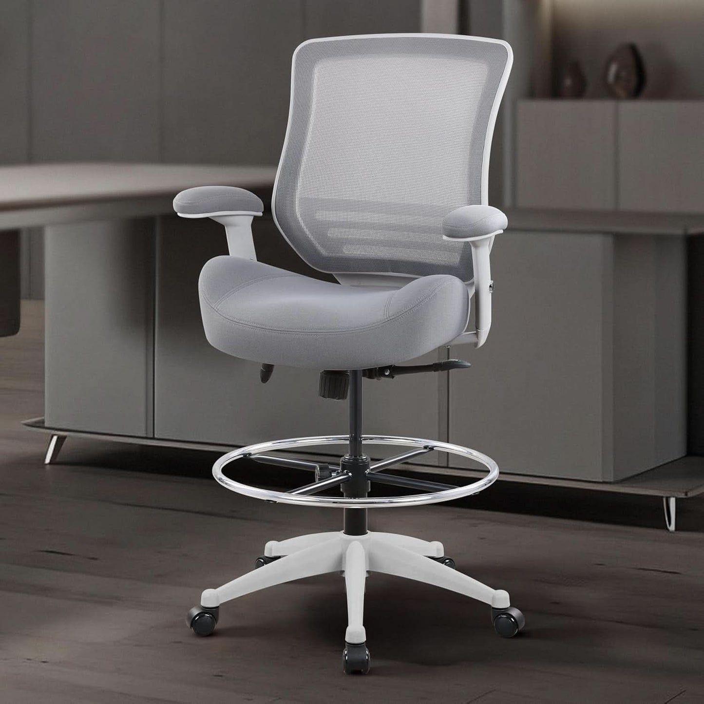 Ergonomic Drafting Chair 400Lb Capacity With Adjustable Foot Ring
