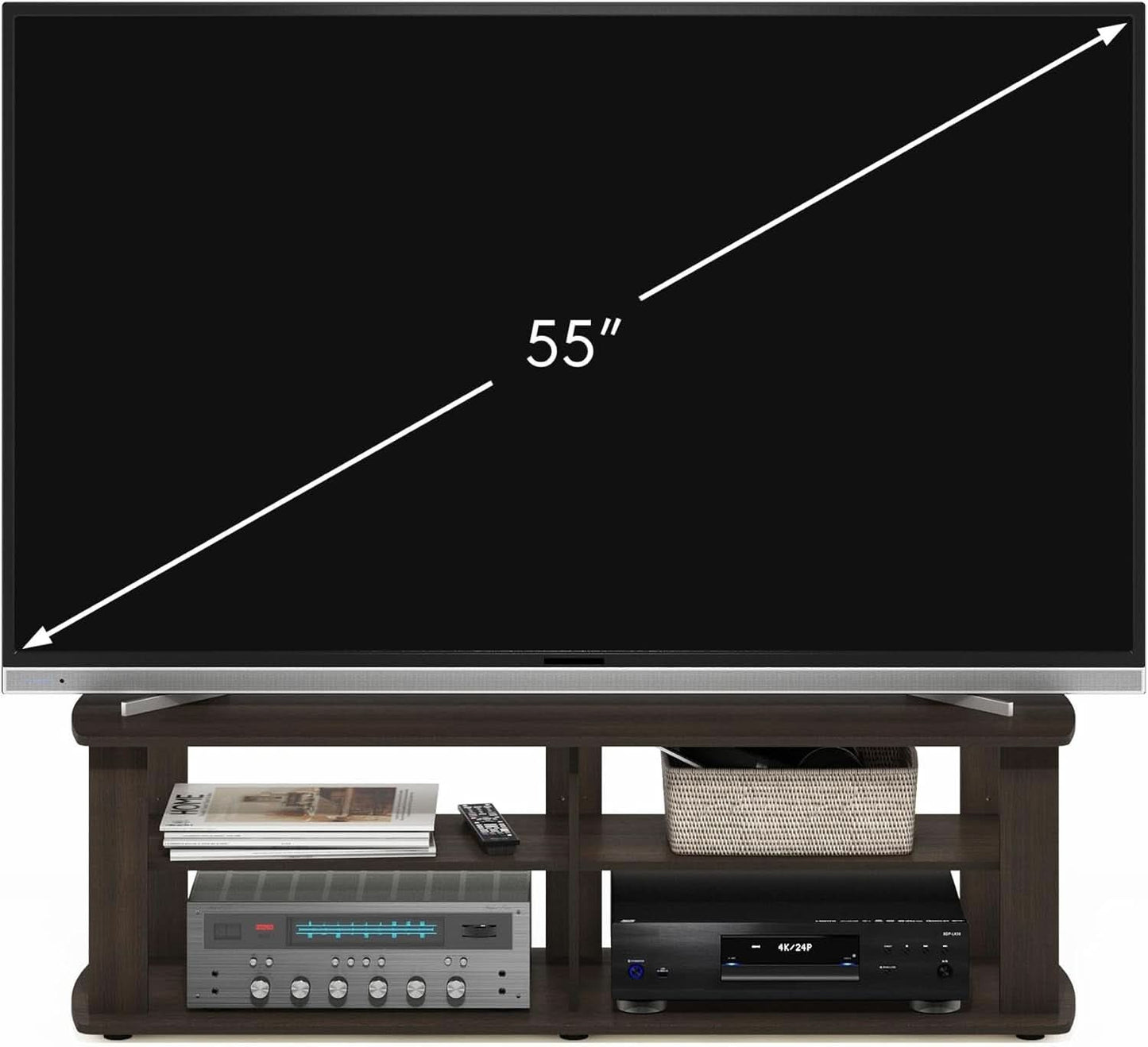 43.3 Inch Wide Dark Brown Entertainment Center TV Stand