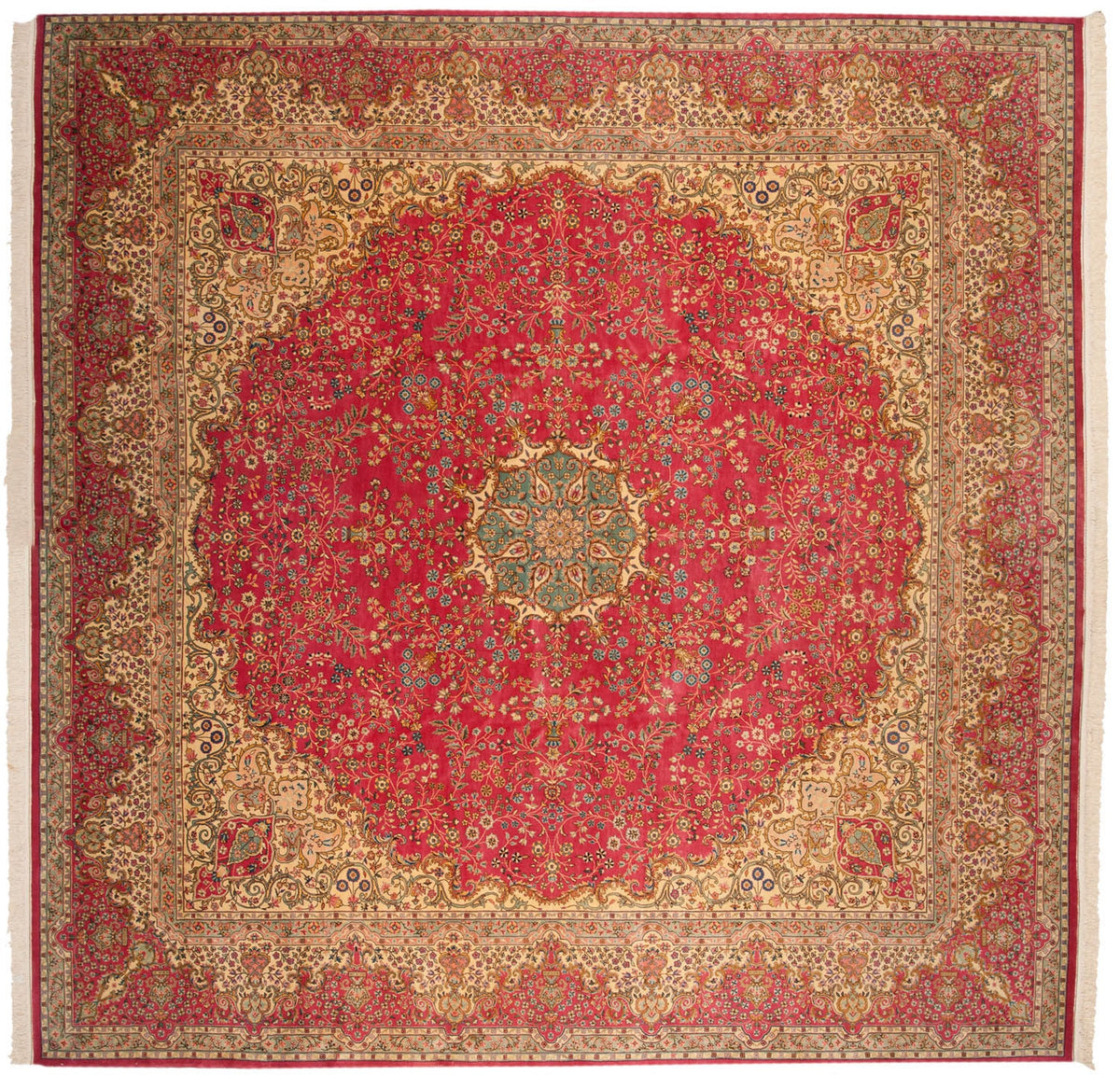 12x12.5 Vintage Bulgarian Kerman Design Square Carpet