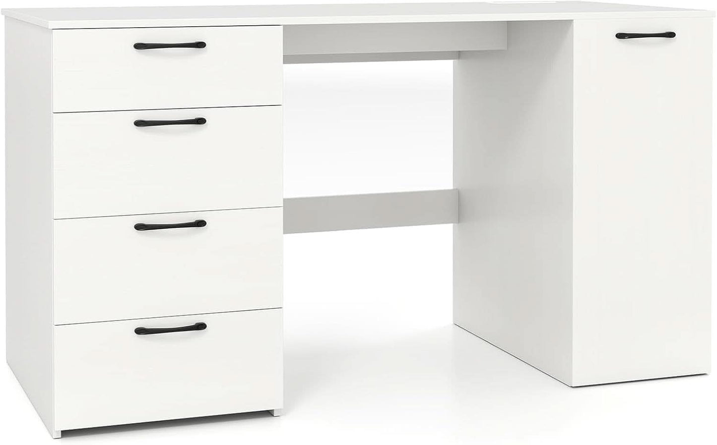 Modern 53 Inch White Computer Desk with Charging Station