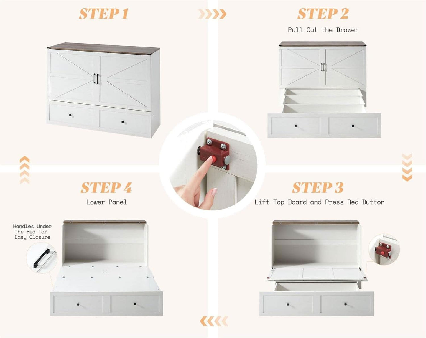 Queen Murphy Bed With Storage And Charging Station