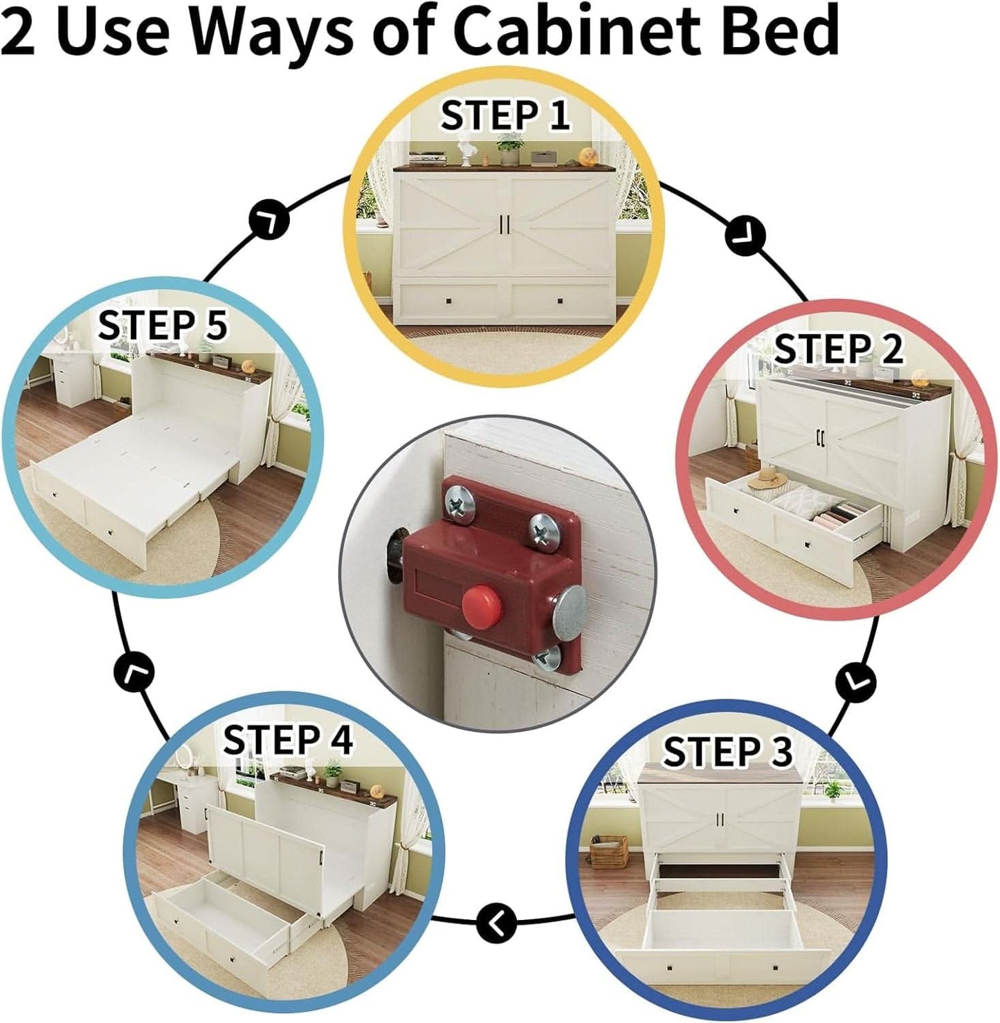 Murphy Bed Cabinet With Charging Station Queen Size