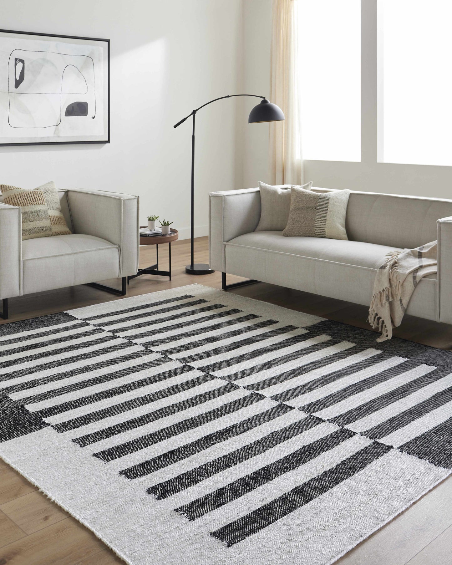 Soren Black&White Jute Area Rug
