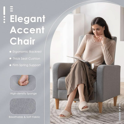 Grey Accent Chairs With Wood Legs For Living Room Space