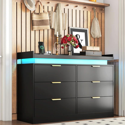 Six Drawer Dresser With LED Illumination Enhancement