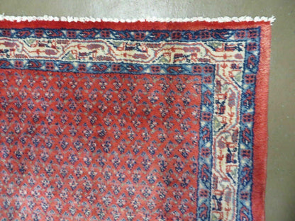 Antique Persian Seraband Runner 3.7 x 11 - Red, Wool, Mir Pattern