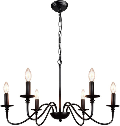 Six Light Black Industrial Farmhouse Chandelier Pendant