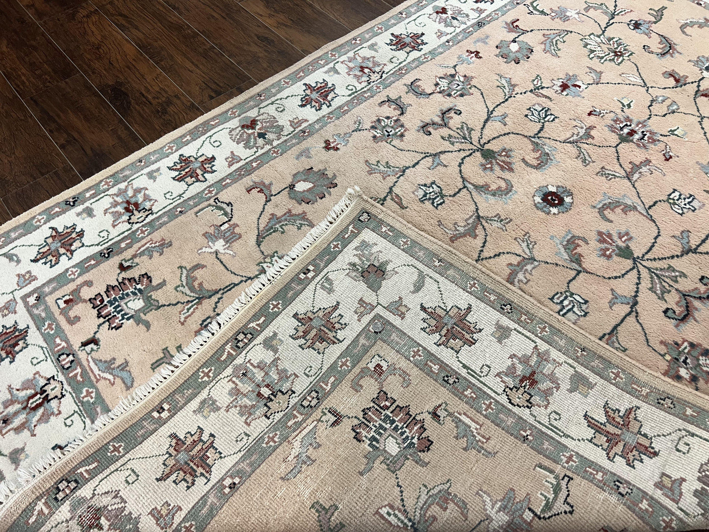 Indo Persian Rug 6x9, Handmade Vintage Wool Carpet, Floral Allover