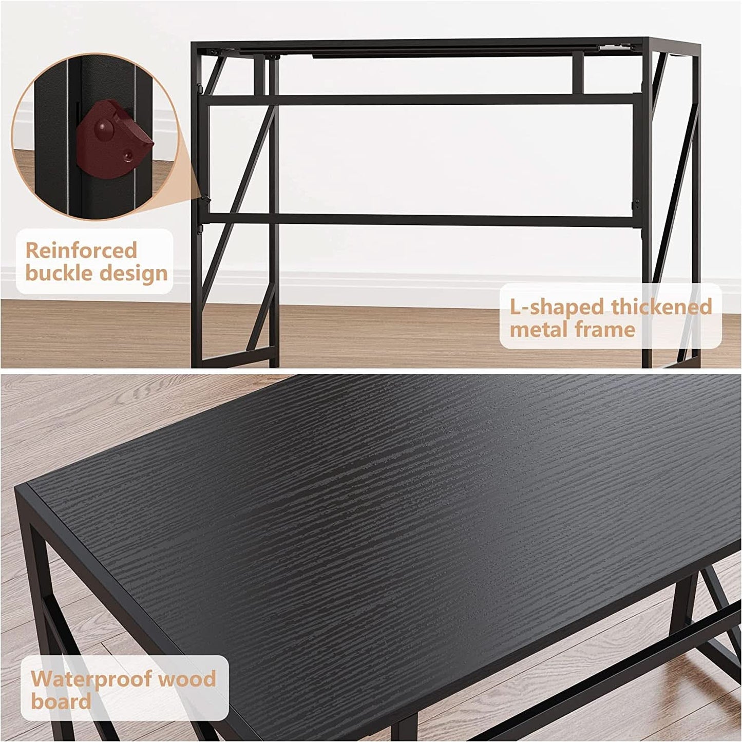 No Assembly Folding Desk for Small Spaces Home Office
