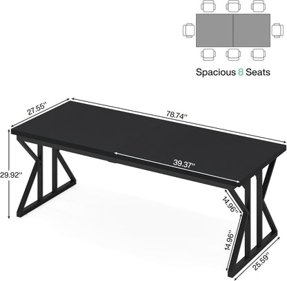 78.7 Inch Black Executive Desk Home Office Computer Desk