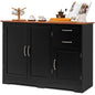 Buffet Credenza Console Table With Drawers In Oak Finish