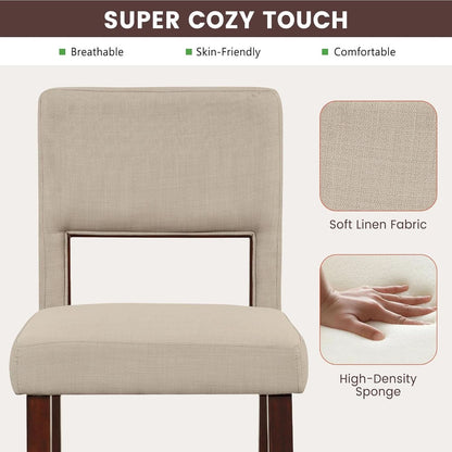 24.5 Inch Counter Height Bar Stools Set Of 4 With Back Upholstered Beige Linen For Kitchen Island