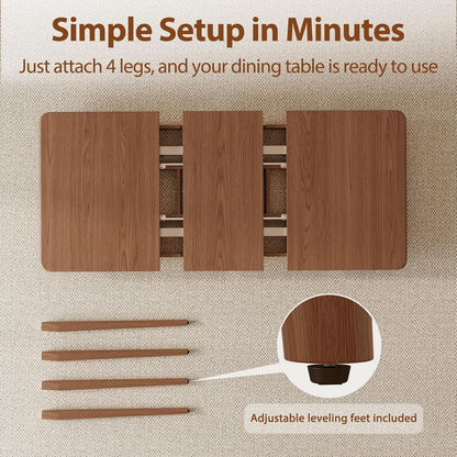 Walnut Telescoping Solid Dining Table With Extension