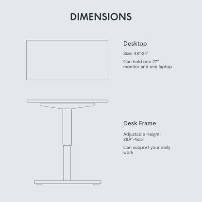 Electric Height Adjustable Standing Desk 48x24 Inches