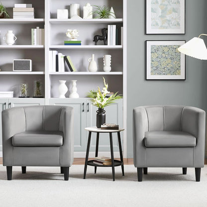 Gray Velvet Barrel Accent Chairs Set of 2 18.5x19.7in Seats