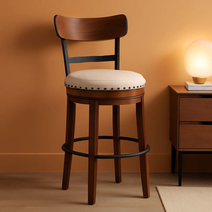 Valebeck 30 Inch Farmhouse Pub Height Bar Stool Brown