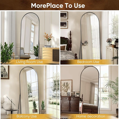 71 Inch Full Length Arched Floor Mirror Black Freestanding