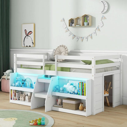 Twin Loft Bed With LED Lights And Durable Build Quality