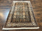 Indian Kashmiri Silk Rug 4x6, Panel Design, Multicolor, Fine