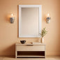 Rectangular White Wood Wall Mirror 24x36 Inches Bathroom