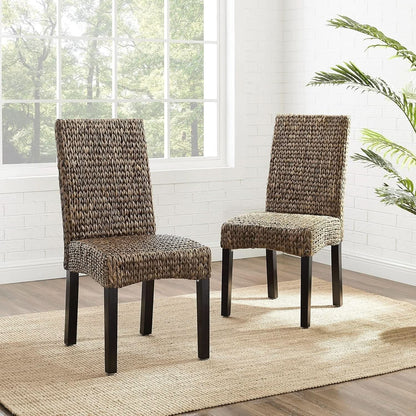 Edgewater Handwoven Rattan Dining Chairs Set Of 2 Seagrass