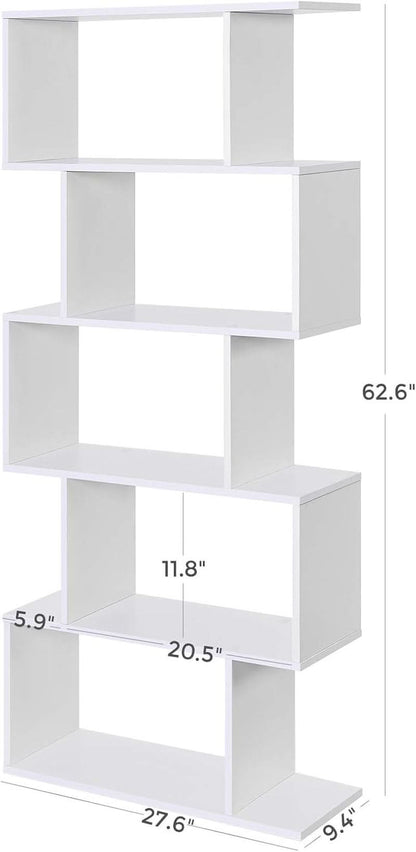 Wooden Bookcase Display Shelf Room Divider 5 Tier White