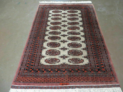4' X 6' Vintage Handmade Bokhara Turkoman Pakistan Wool Rug Carpet Nice