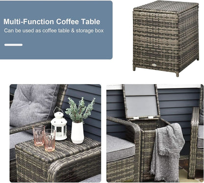 Three Piece Patio Furniture Set with Cushions and Table