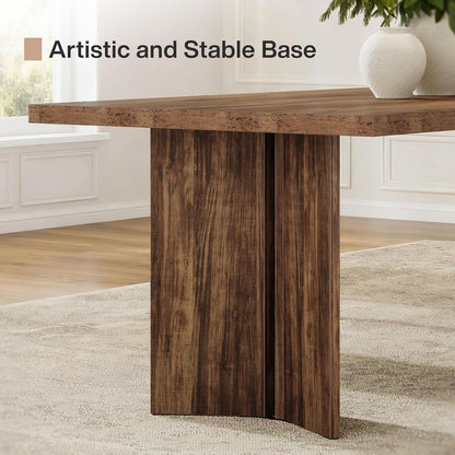 63 Inch Farmhouse Dining Table Vintage Brown Elegant