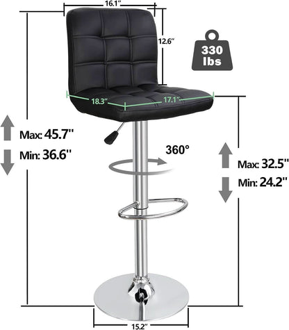 Set of 4 Adjustable Swivel PU Leather Bar Stools Modern