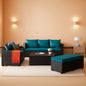 Patio Furniture Set 7 Piece Peacock Blue Anti Slip Cushions