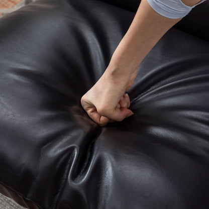 Black PU Leather MidCentury Upholstered Leisure Armchair