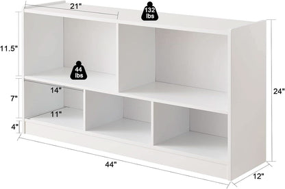 Wooden Toy Organizer and Bookshelf 5 Section Kid Storage