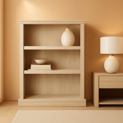 Three Shelf Bookcase Chalked Chestnut Finish With Adjustable Shelves