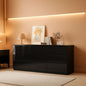 70 Inch Black Dresser With Built In Power Outlets Storage