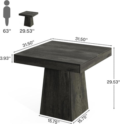 Gray Square Dining Table 31.5 Inch Waterproof Top Seats 4