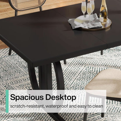 Black Modern Dining Table For Four To Six Rectangular