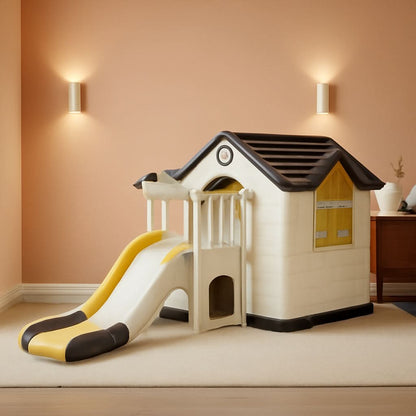 Yellow 7-In-1 Outdoor Kids Playhouse With Slide And Picnic