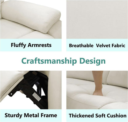 Off White Recliner Sectional Sofa Five Seats Living Room