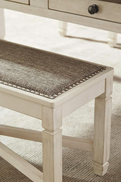 Bolanburg Upholstered Dining Bench Antique White Finish