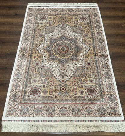 Turkish Memluk Silk Rug 4x6, Hereke Carpet, Bamboo Silk, New