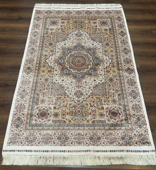 Turkish Memluk Silk Rug 4x6, Hereke Carpet, Bamboo Silk, New