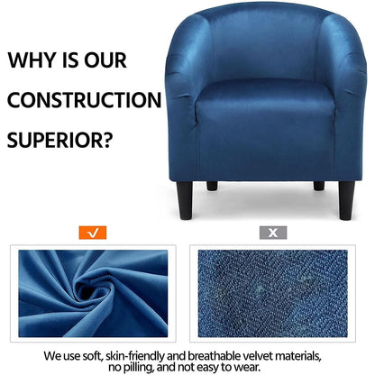 Pagoda Blue Velvet Club Chair With Curved Armrests