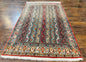 Persian Qum Rug 4x7, Striped Paisley Boteh Design