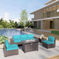Rattan Patio Furniture Set With Fire Pit Table
